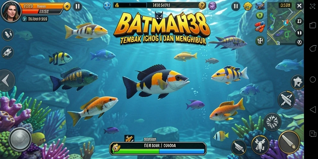 Tampilan menarik dari gameplay batman138 saat menembak ikan di lautan.