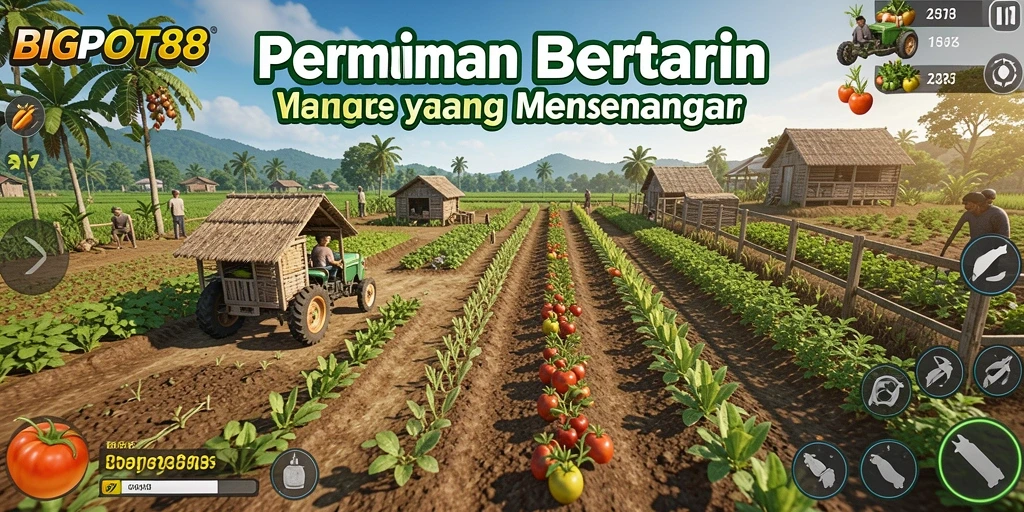 Tampilan gameplay bertani yang seru di BIGPOT88.