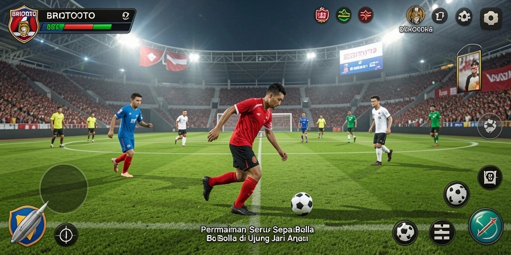 Tampilan gameplay BRIOTOTO yang mendebarkan di lapangan sepak bola.