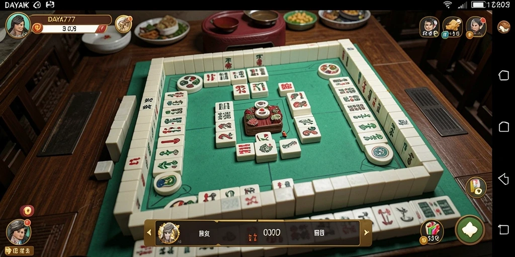 Screenshot DAYAK777 menunjukkan aksi seru dalam permainan Mahjong.