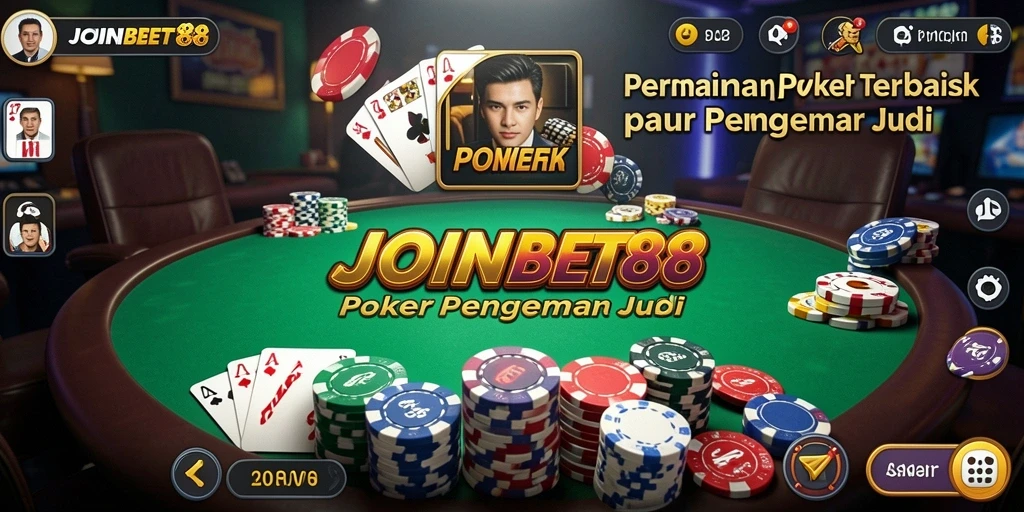 Tampilan gameplay <strong>JOINBET88</strong> dengan suasana meja <strong>Poker</strong> yang menegangkan.