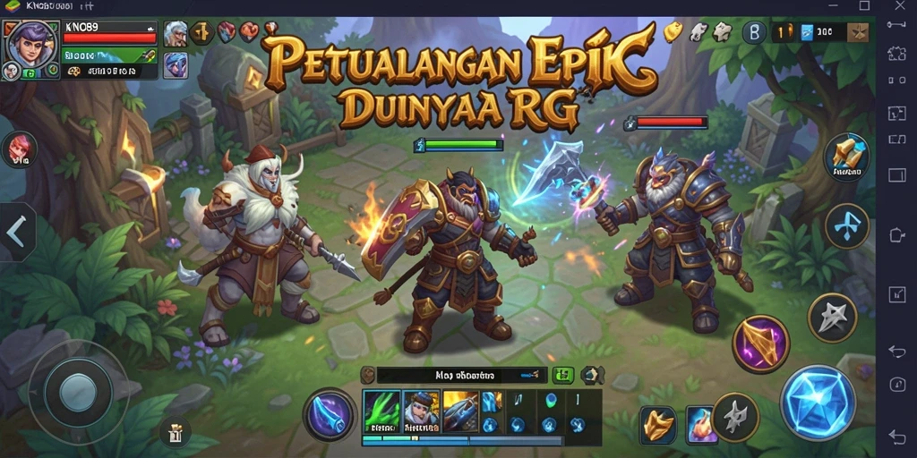 Screenshot KNO89 menunjukkan aksi pertarungan yang mendebarkan dalam gameplay RPG.