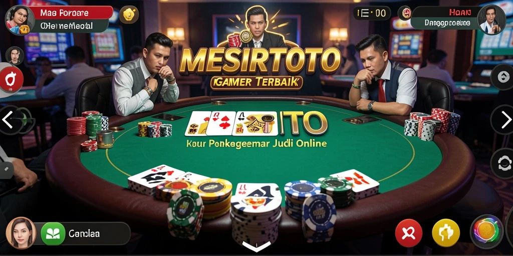 Tampilan gameplay MESIRTOTO dengan suasana poker yang mendebarkan.