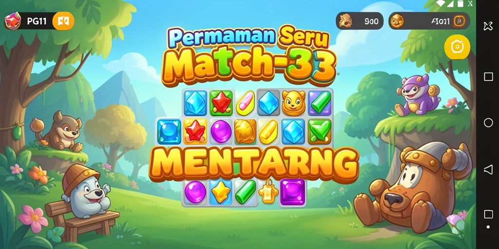 Tangkapan layar gameplay PG11 menunjukkan kombinasi warna-warni yang seru.