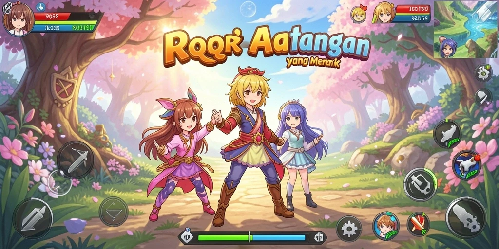 Screenshot utama QQRP menampilkan pertarungan epik dalam dunia anime.