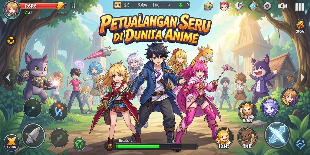 Tampilan menarik dari gameplay R6R6 yang penuh warna dan karakter anime.