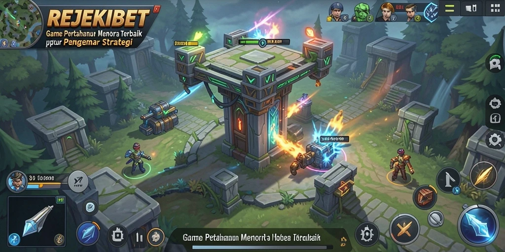 Tampilan gameplay menakjubkan REJEKIBET dalam aksi Tower Defense.