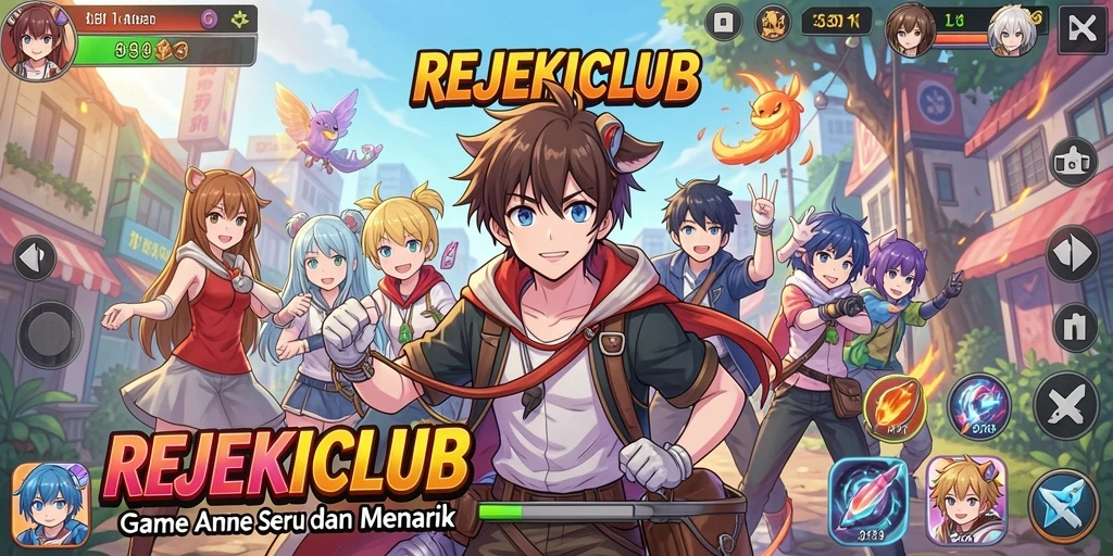 Tampilan gameplay menarik dari REJEKICLUB dengan karakter anime.