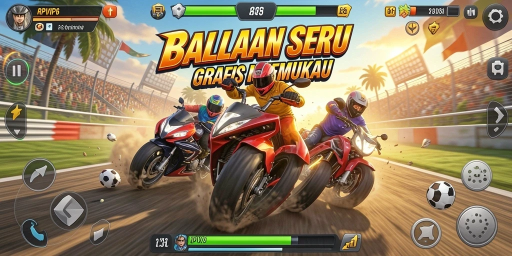 Gameplay RPVIP6 yang intens dan penuh aksi balapan.